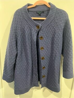 Boden Blue Textured Knit Button-Front Cardigan